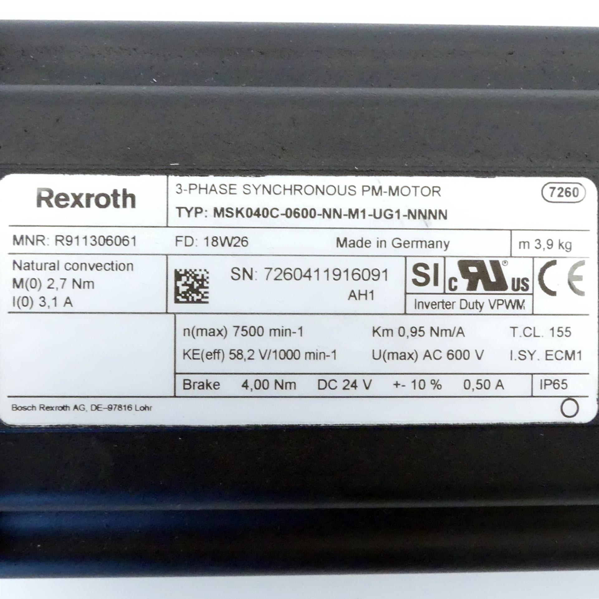 Produktfoto 2 von REXROTH Servomotor MSK040C-0600-NN-M1-UG1-NNNN