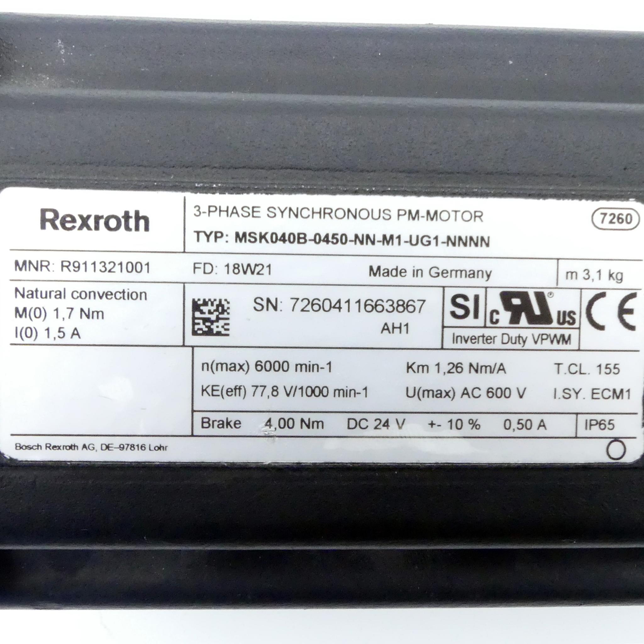 Produktfoto 2 von REXROTH Servomotor MSK040B-0450-NN-M1-UG1-NNNN