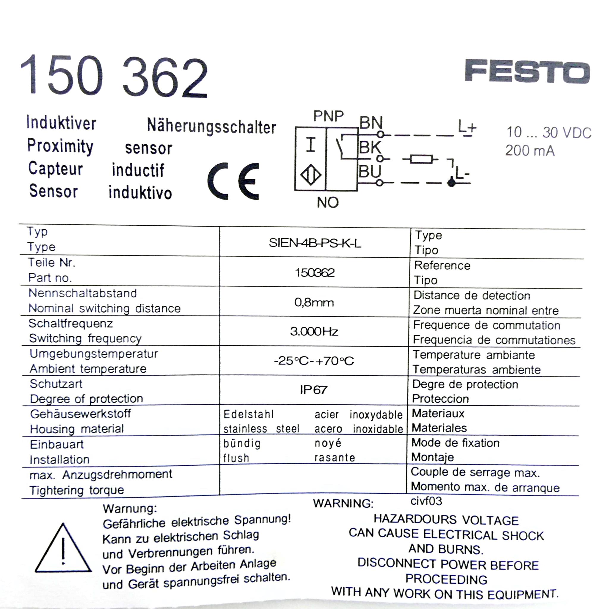 Produktfoto 3 von FESTO Näherungsschalter SIEN-4B-PS-K-L