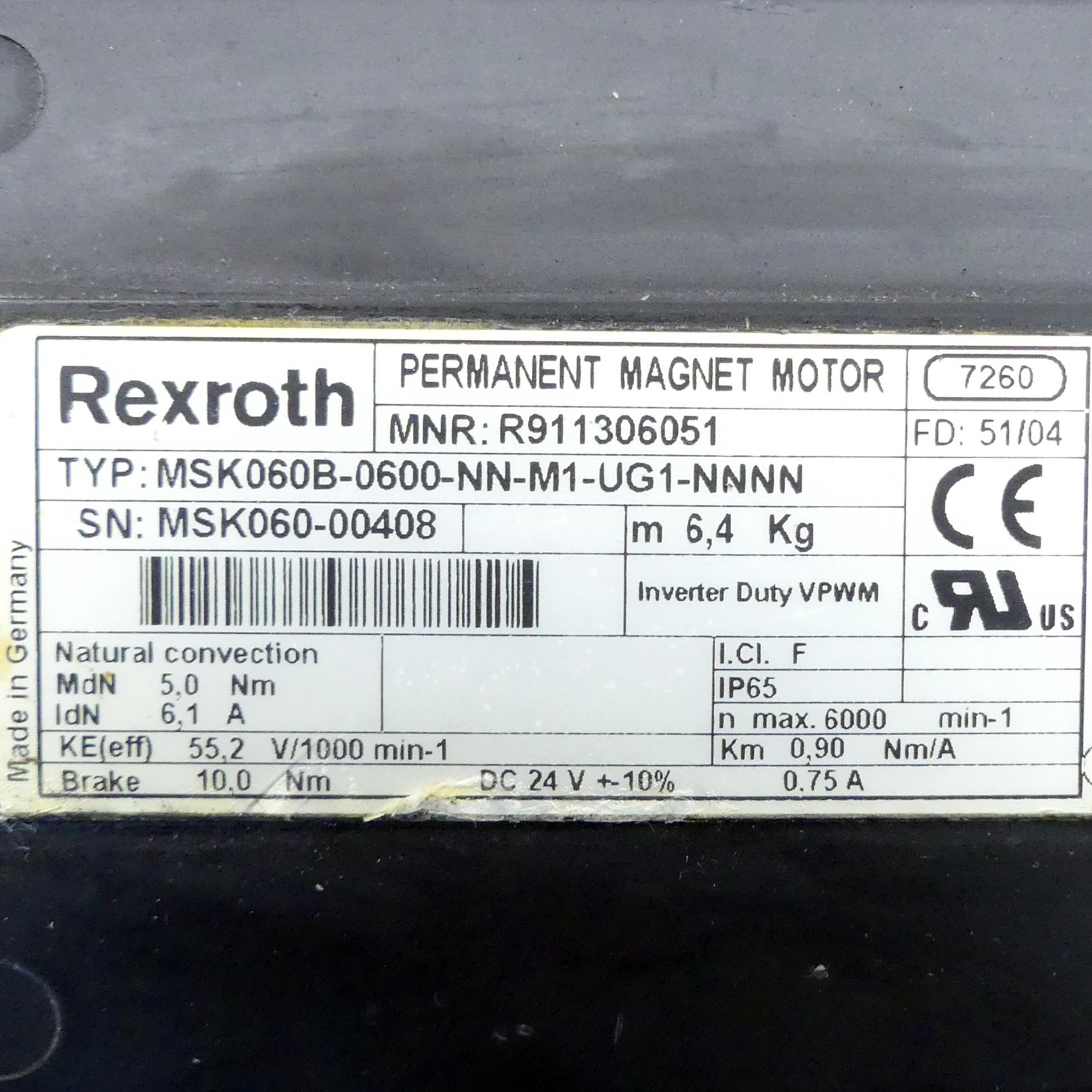 Produktfoto 2 von REXROTH Servomotor MSK060B-0600-NN-M1-UG1-NNNN