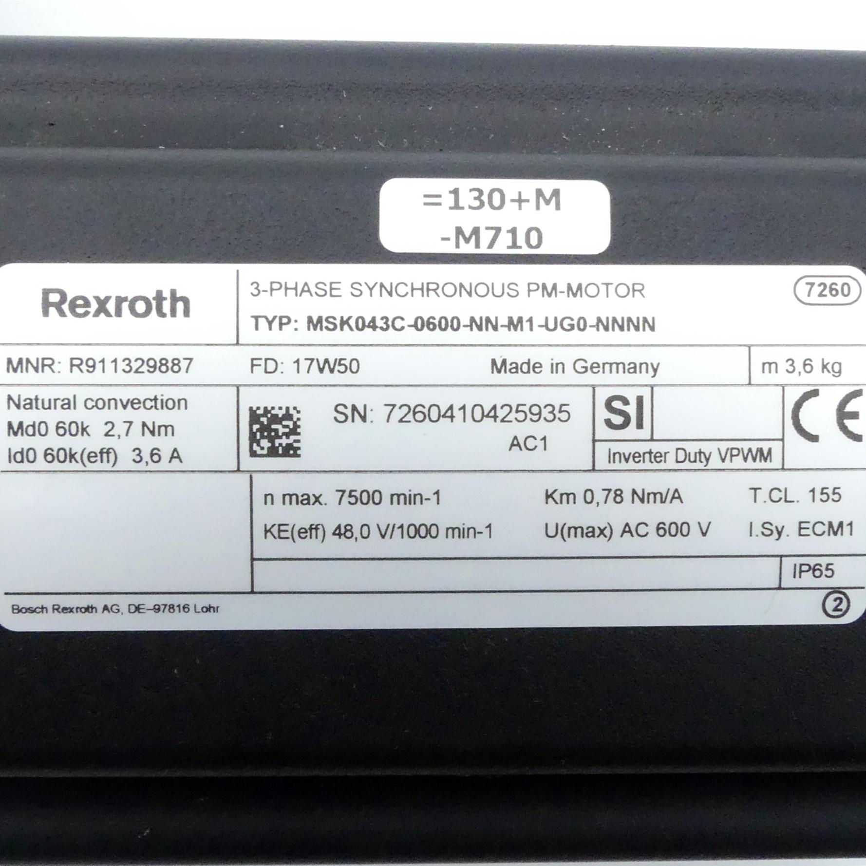 Produktfoto 2 von REXROTH Servomotor MSK043C-0600-NN-M1-UG0-NNNN