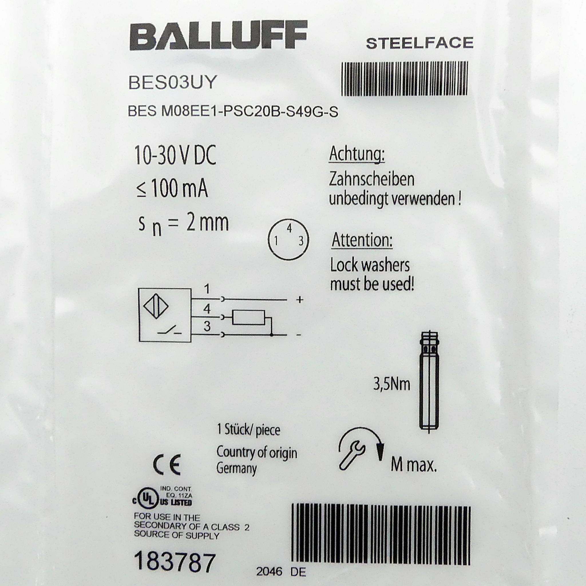 Produktfoto 2 von BALLUFF Induktiver Sensor BES03UY