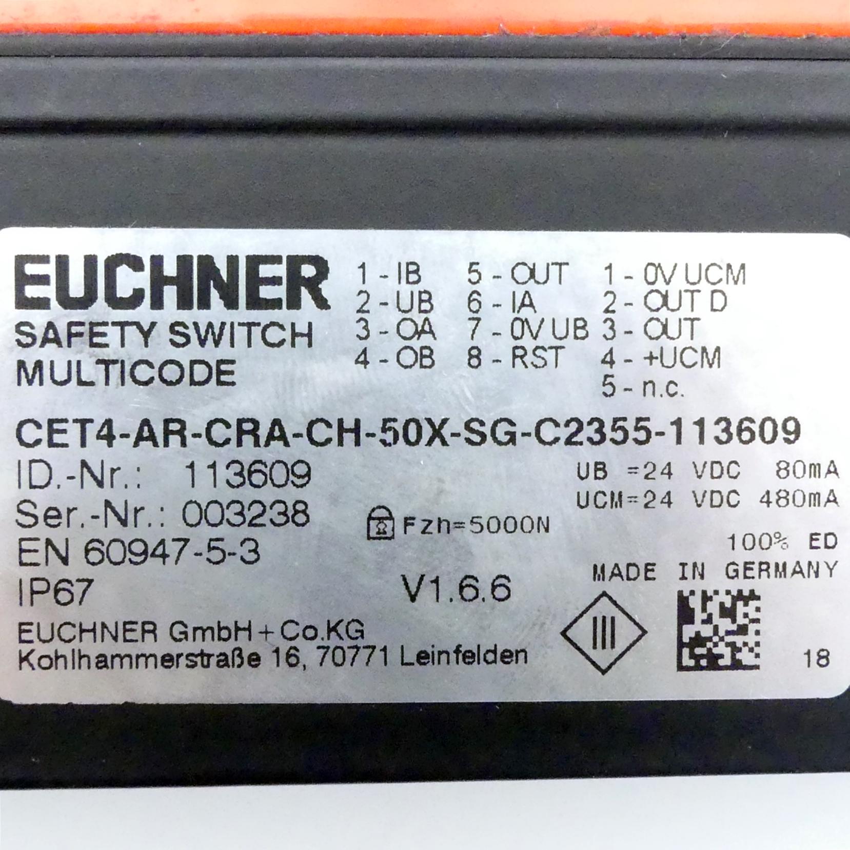 Produktfoto 2 von EUCHNER Berührungsloser Sicherheitsschalter CET4-AR-CRA-CH-50X-SG-C2355-113609