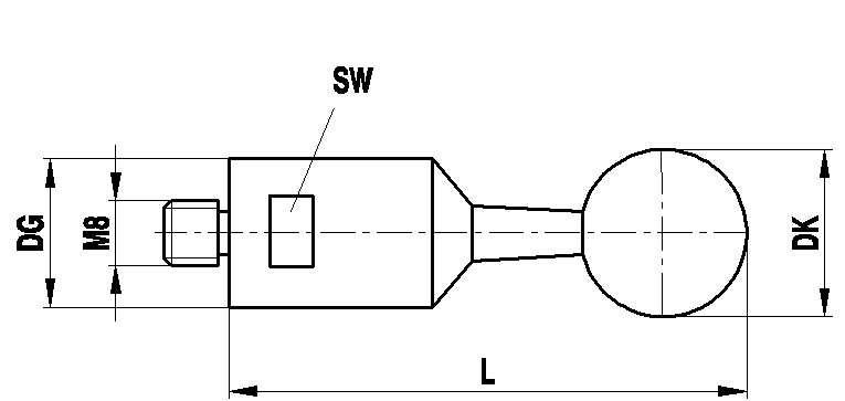 M8 rostfreier Stahl, Kugelnormal mit Einmesskugel aus Keramik, L 145 mm, für Zeiss Anwendungen