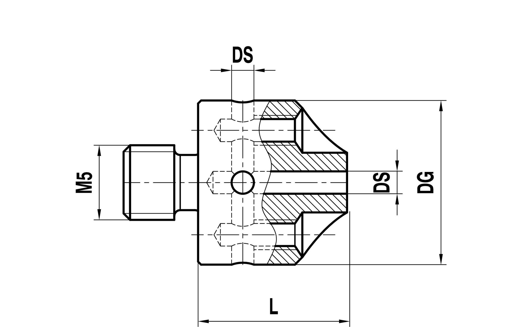 Produktfoto 1 von M5 rostfreier Stahl, Tastereinsatzhalter 5-fach, DS 1 mm, L 10 mm, für Zeiss Anwendungen