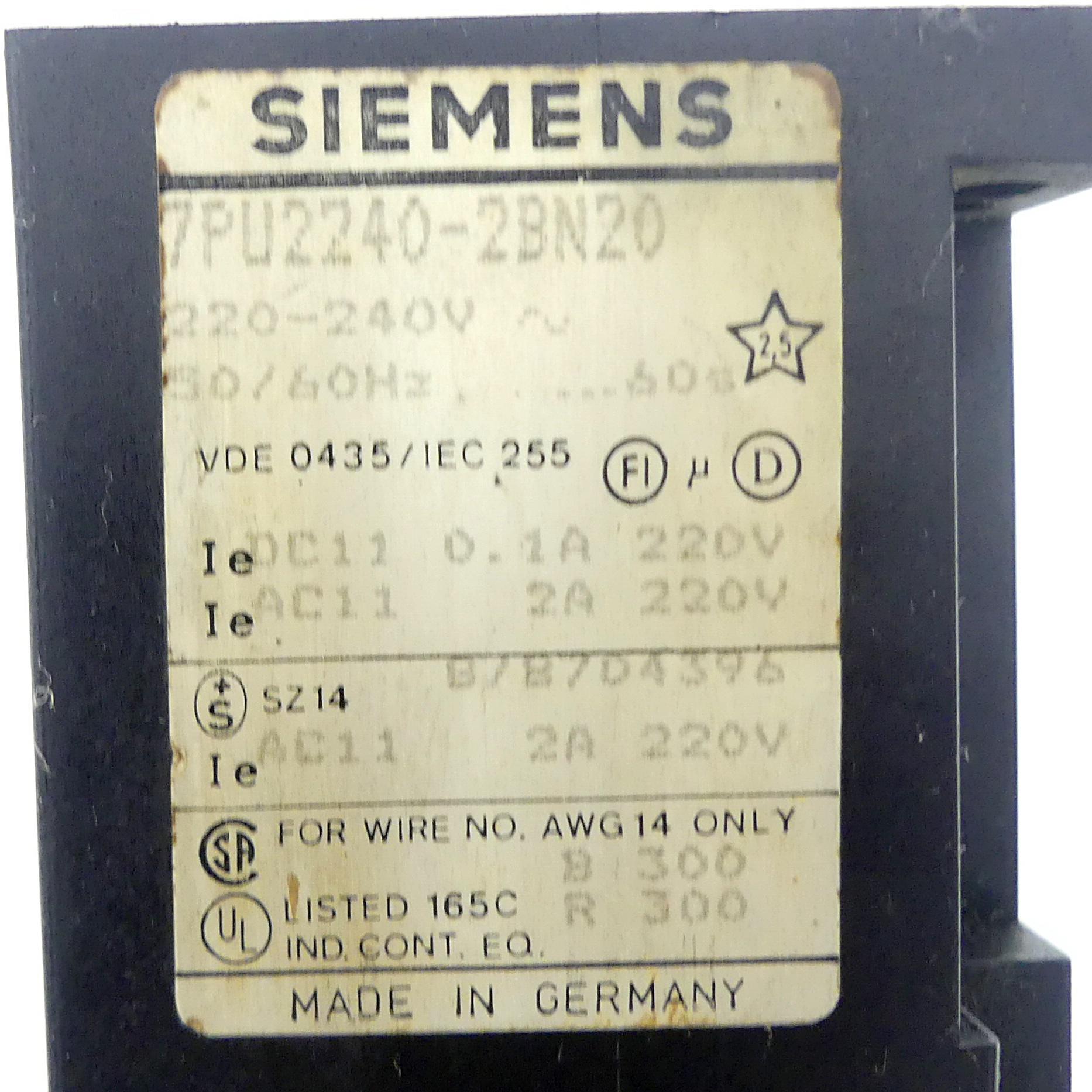 Produktfoto 2 von SIEMENS Zeitrelais 7PU2240-2BN20