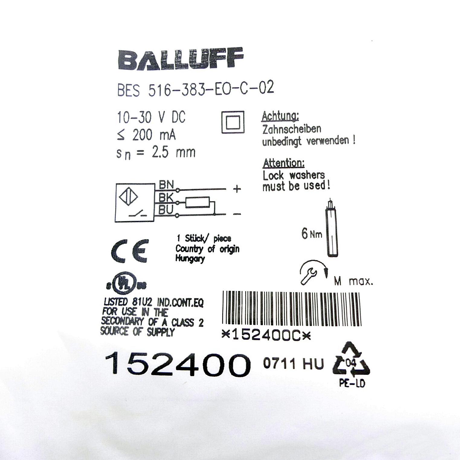 Produktfoto 2 von BALLUFF Induktiver Sensor