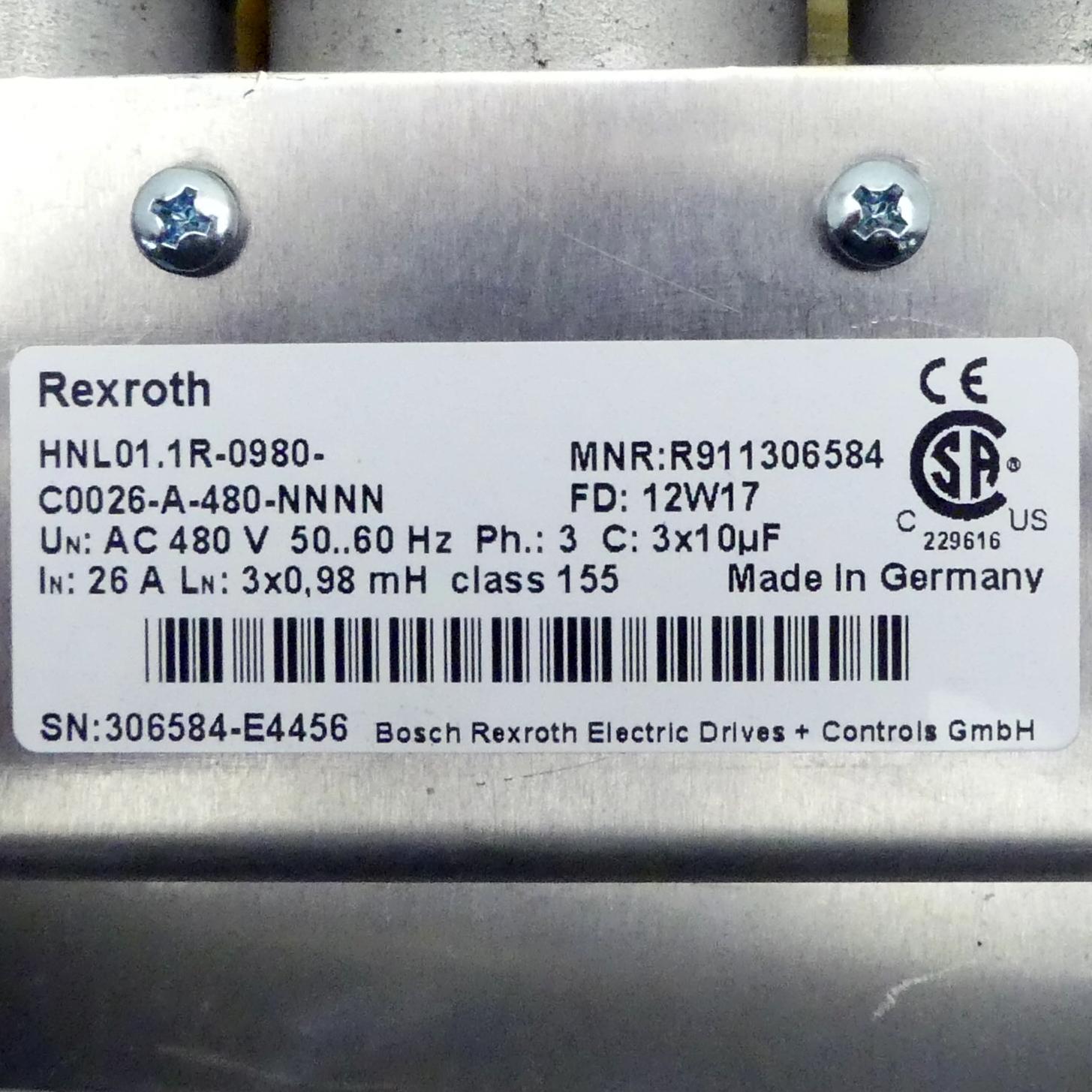 Produktfoto 2 von REXROTH Netzdrossel HNL01.1R-0980-C0026-A-480-NNNN