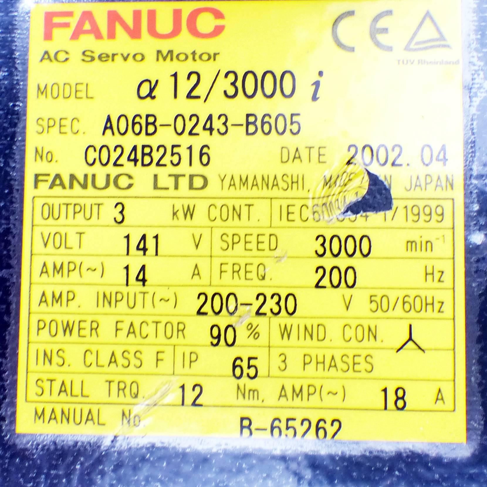 Produktfoto 2 von FANUC AC Servo Motor Alpha 12/3000i