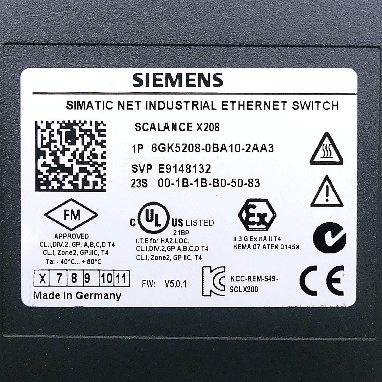 Produktfoto 2 von SIEMENS SIMATIC Net Industrial Ethernet Switch Scalance X208