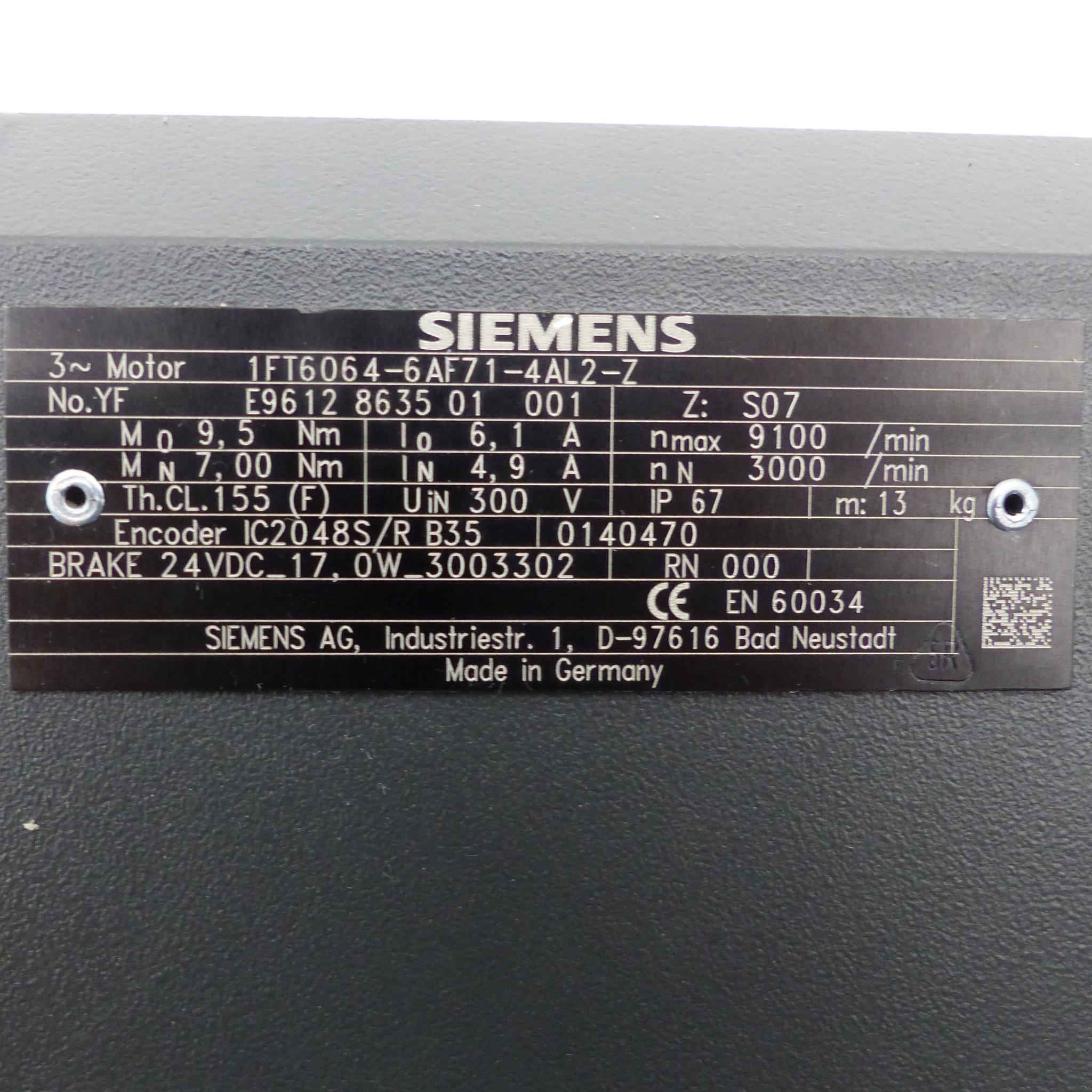 Produktfoto 2 von SIEMENS Servomotor 1FT6064-6AF71-4AL2-Z