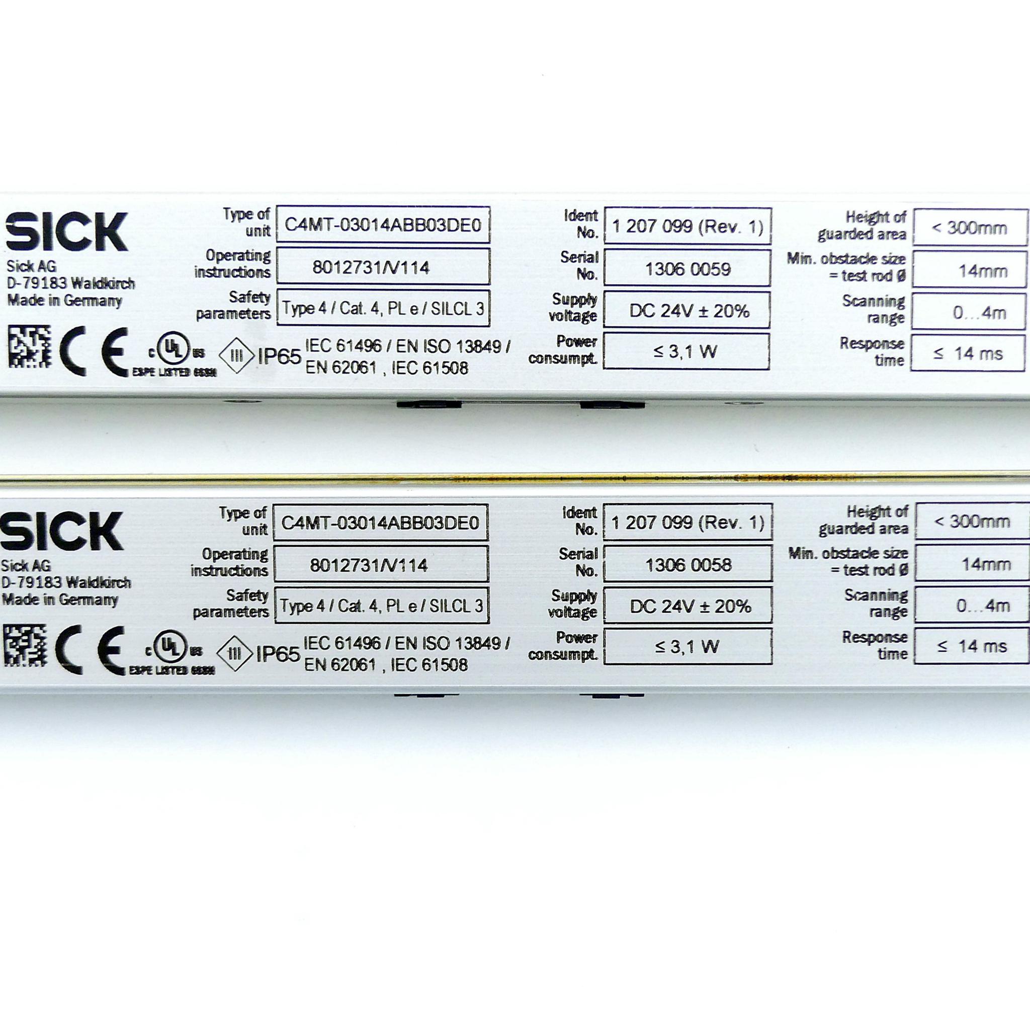 Produktfoto 2 von SICK 2 x Sicherheitslichtvorhang MiniTwin4 CAMT-03014ABB03DE0