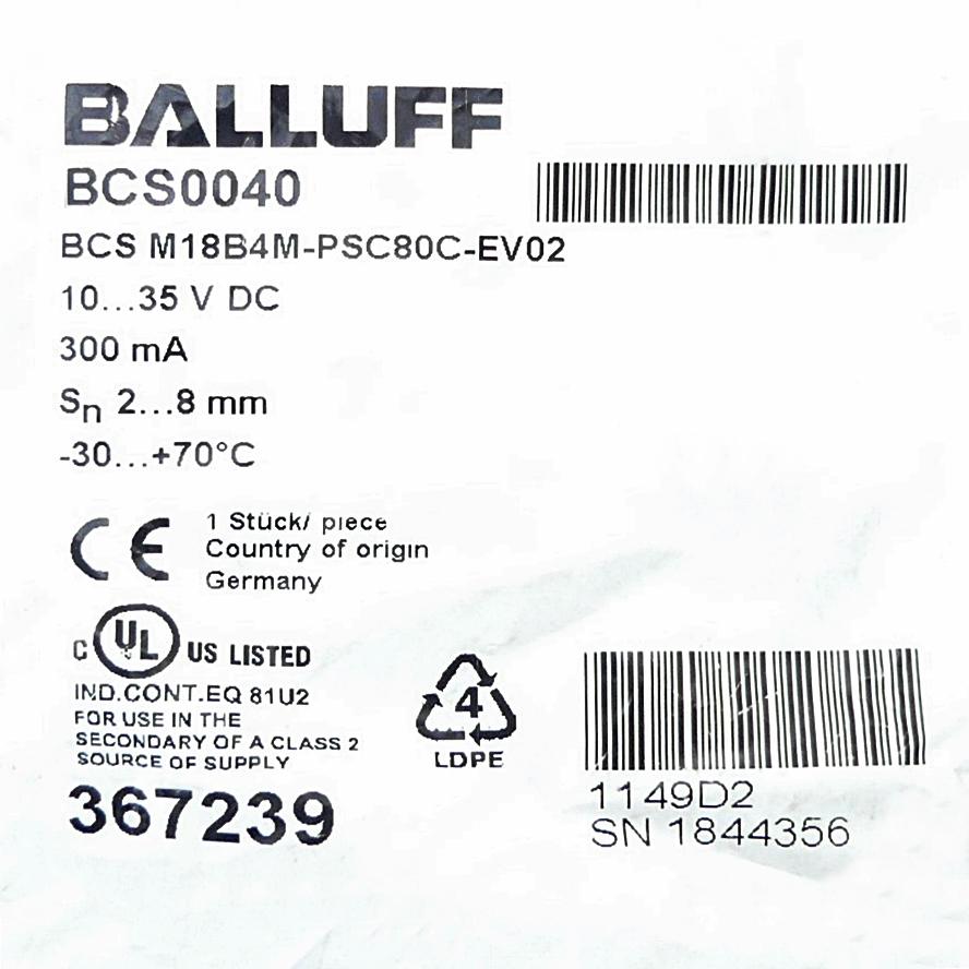 Produktfoto 2 von BALLUFF Kapazitiver Sensor BCS0040