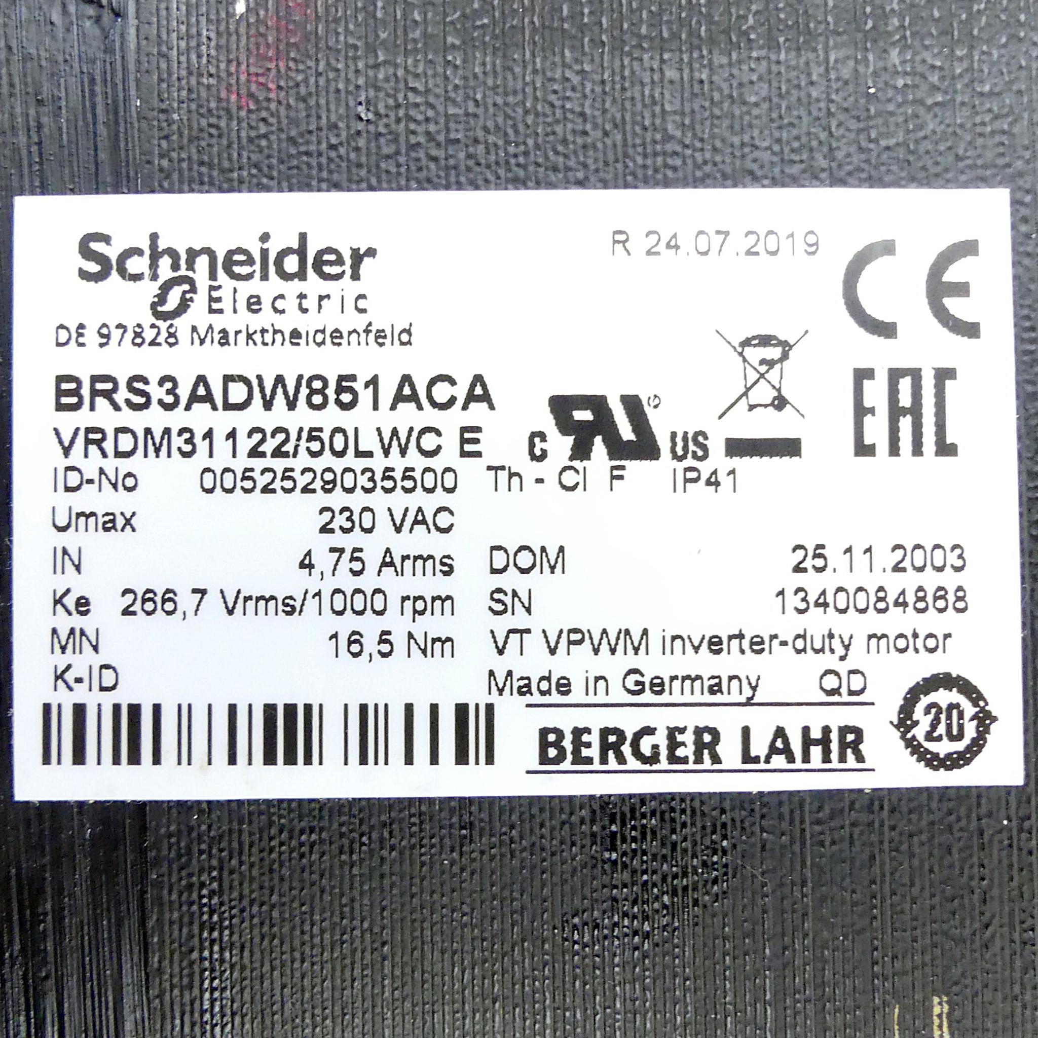 Produktfoto 2 von BERGER LAHR Schrittmotor BRS3ADW851ACA