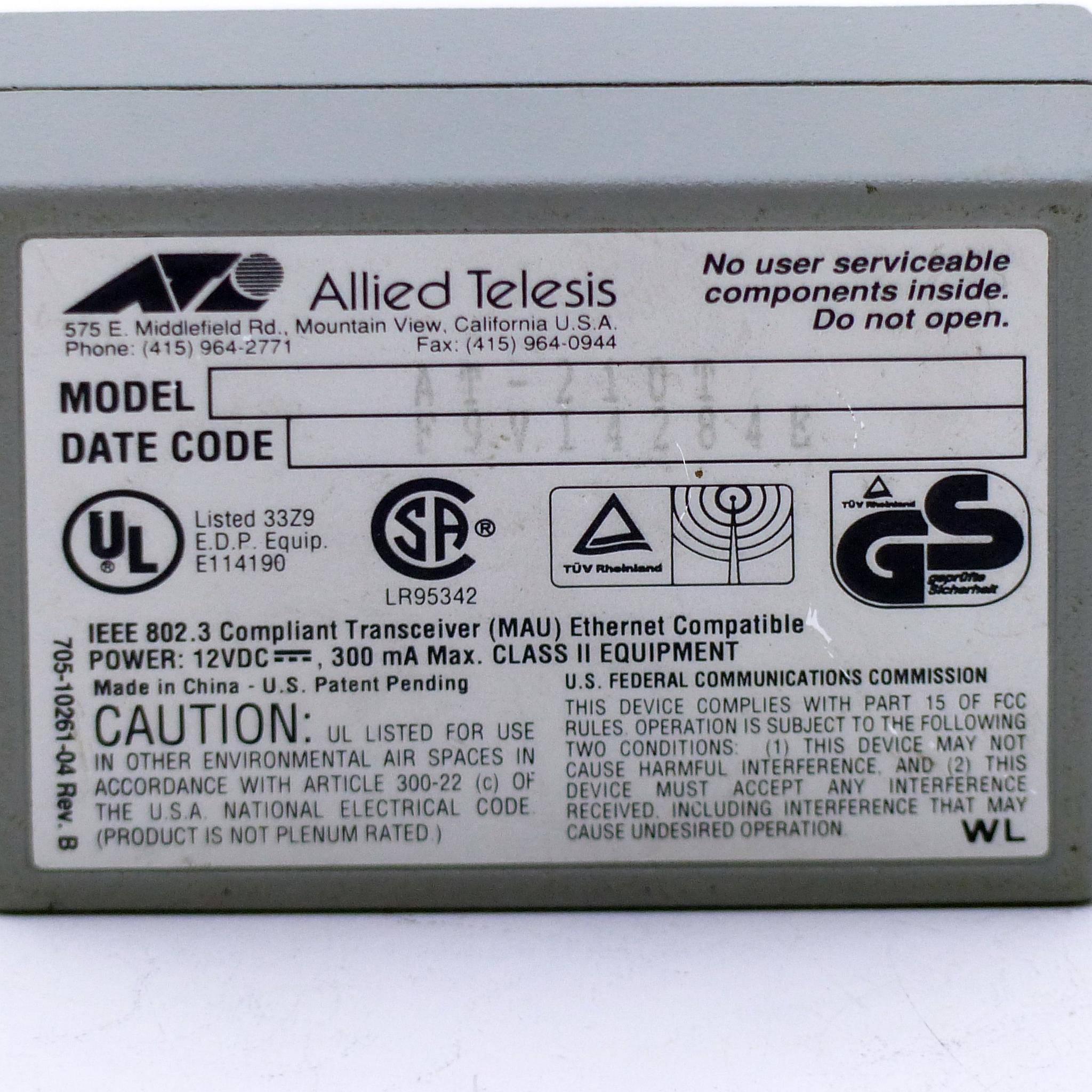 Produktfoto 2 von ALLIED TELESIS Twisted Pair Transceiver