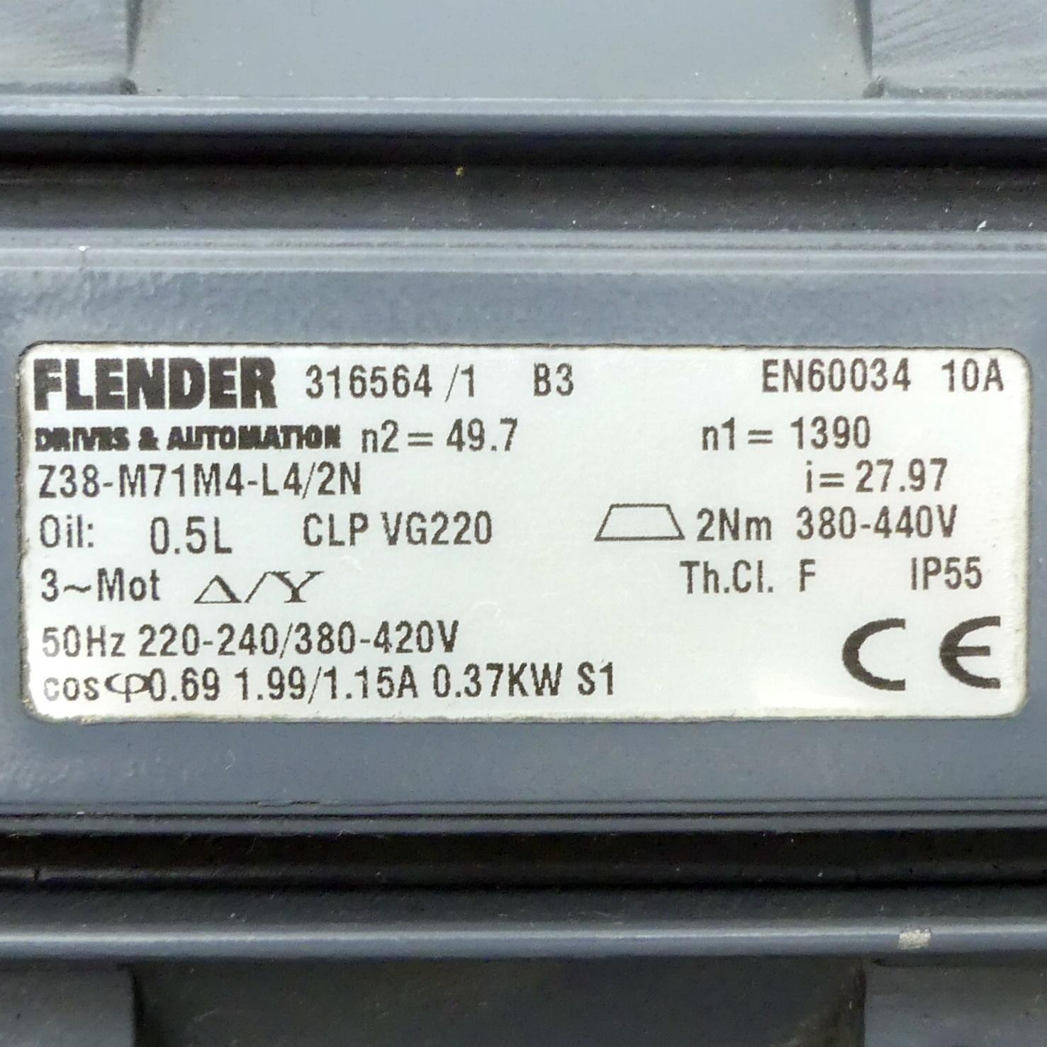 Produktfoto 2 von FLENDER Getriebemotor Z38-M71M4-L4/2N