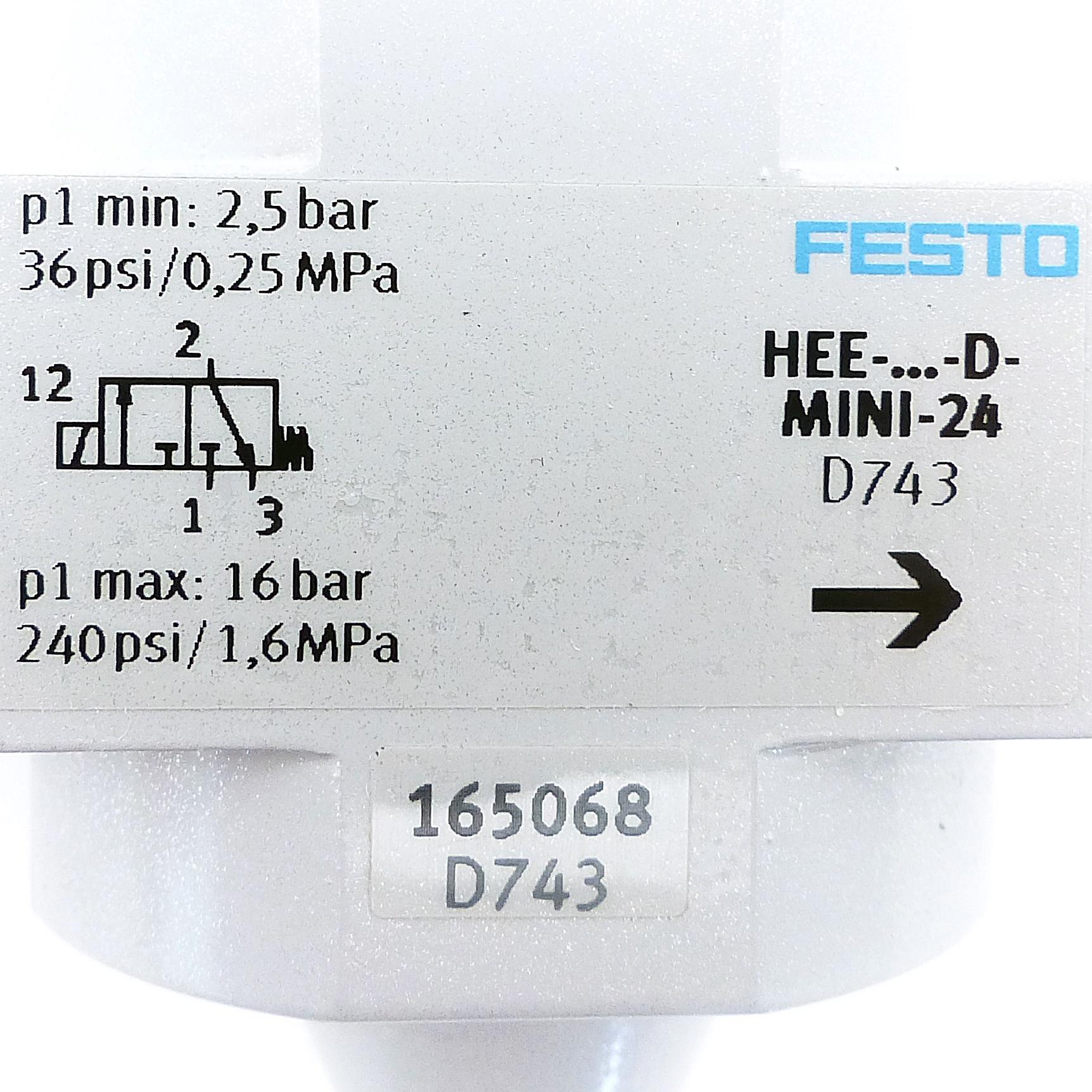 Produktfoto 2 von FESTO Einschaltventil HEE-...-D-MINI-24