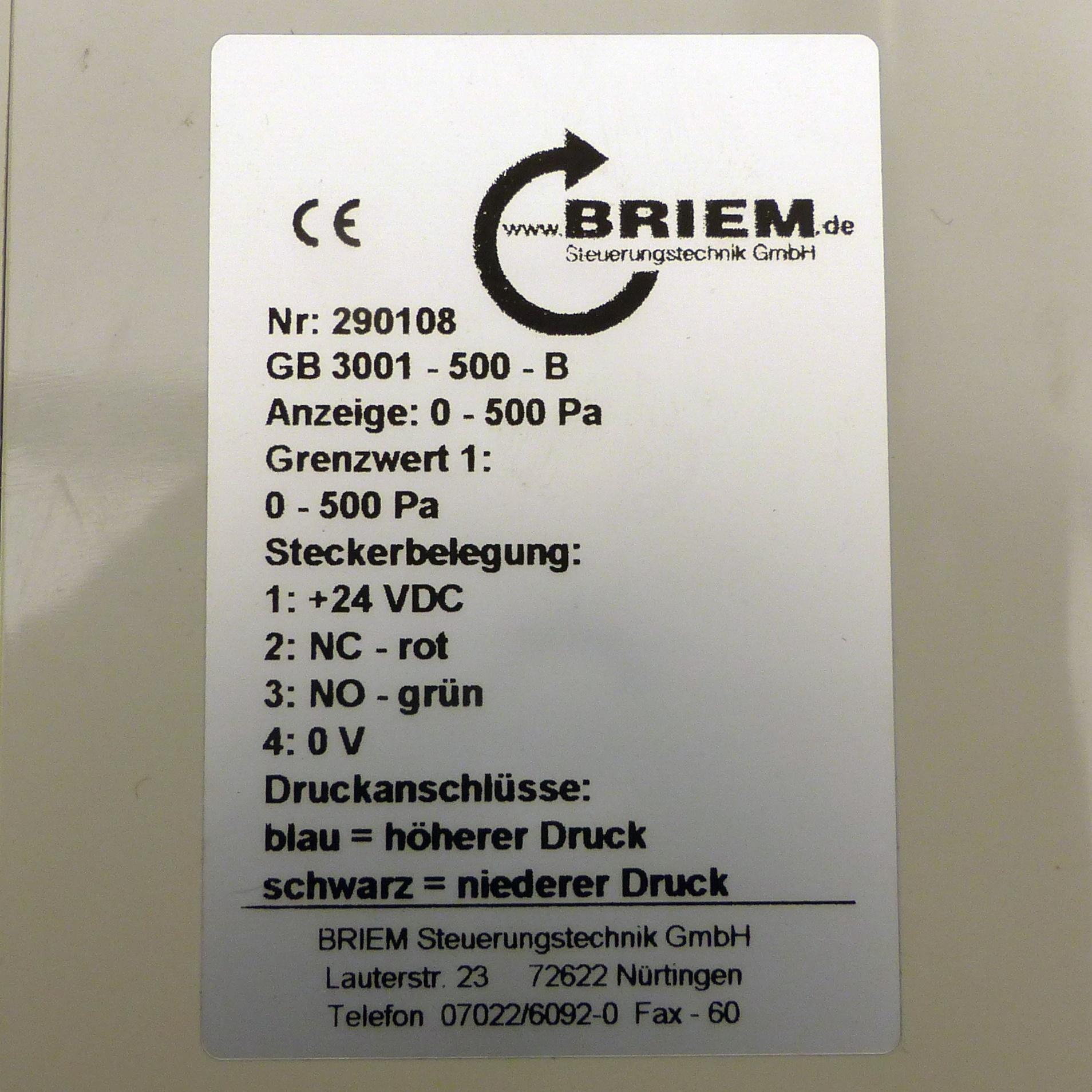 Produktfoto 2 von BRIEM Differenzdruckmessgerät GB 3001