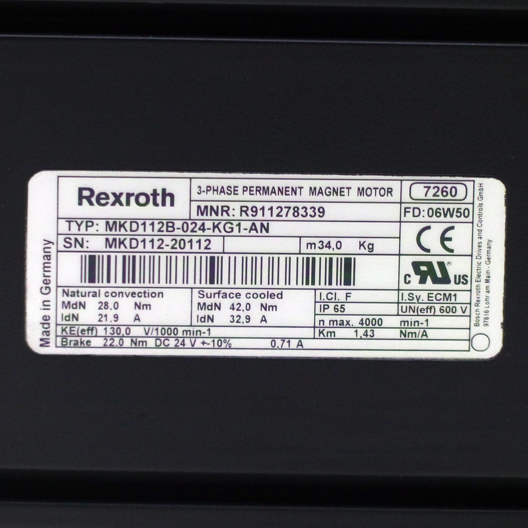 Produktfoto 2 von REXROTH Servomotor R911278339