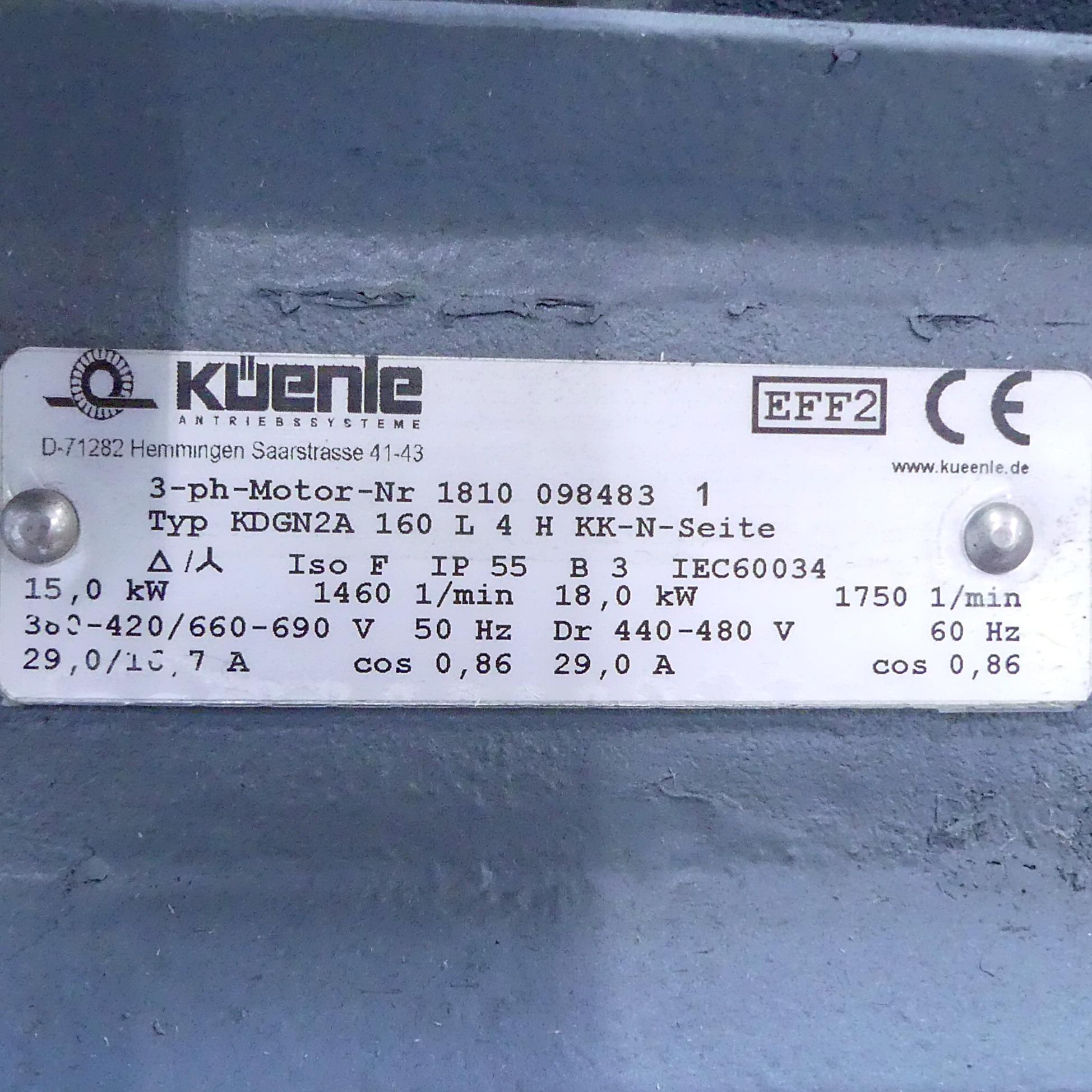 Produktfoto 2 von KüENLE Drehstrommotor KDGN2A 160 L 4H