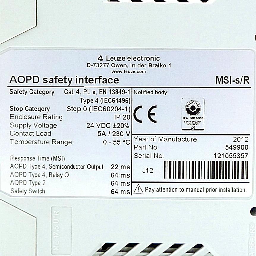 Produktfoto 2 von LEUZE ELECTRONIC Modulares Sicherheits-Interface MSI-s/R