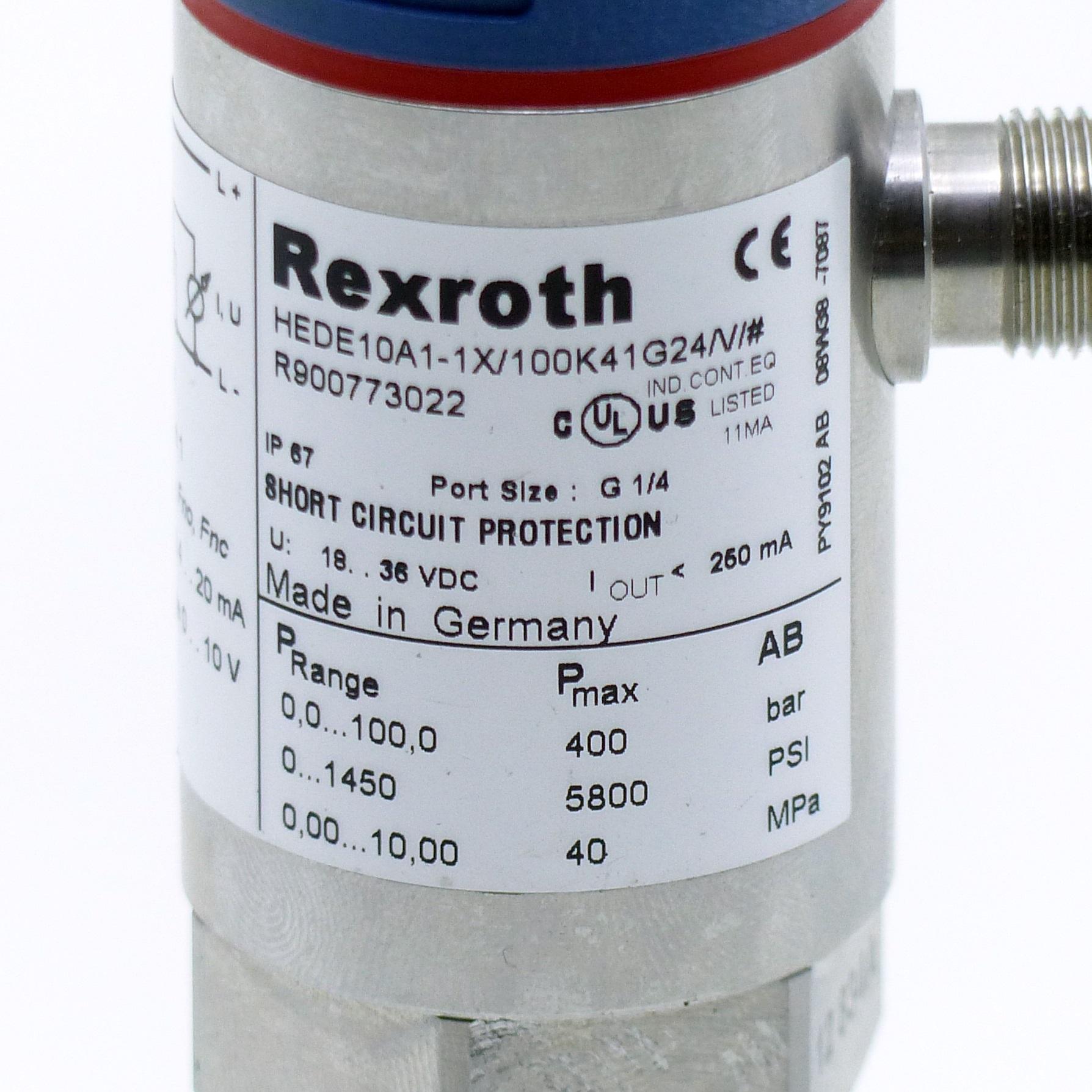 Produktfoto 2 von REXROTH Druckschalter HEDE10A1-1X/100K41G24/V/#