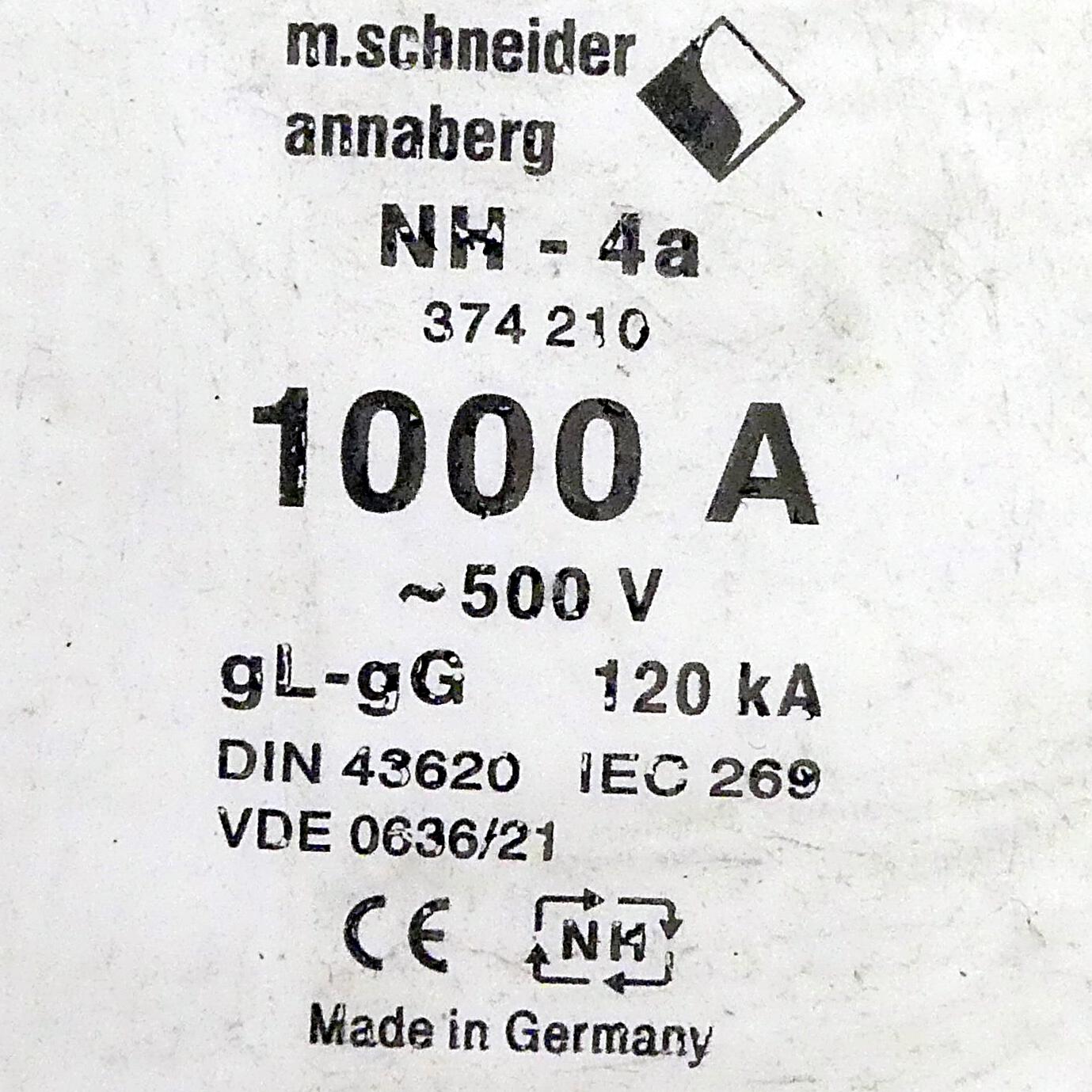 Produktfoto 2 von M.SCHNEIDER ANNABERG Sicherungseinsatz NH - 4a