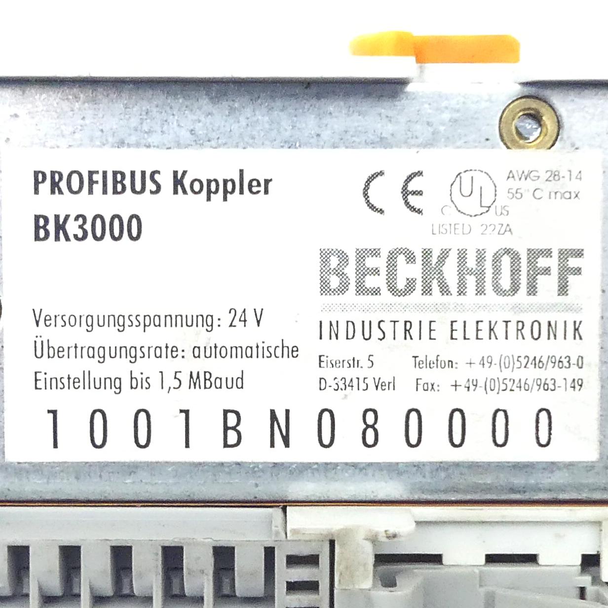 Produktfoto 2 von BECKHOFF Profibus Koppler BK3000