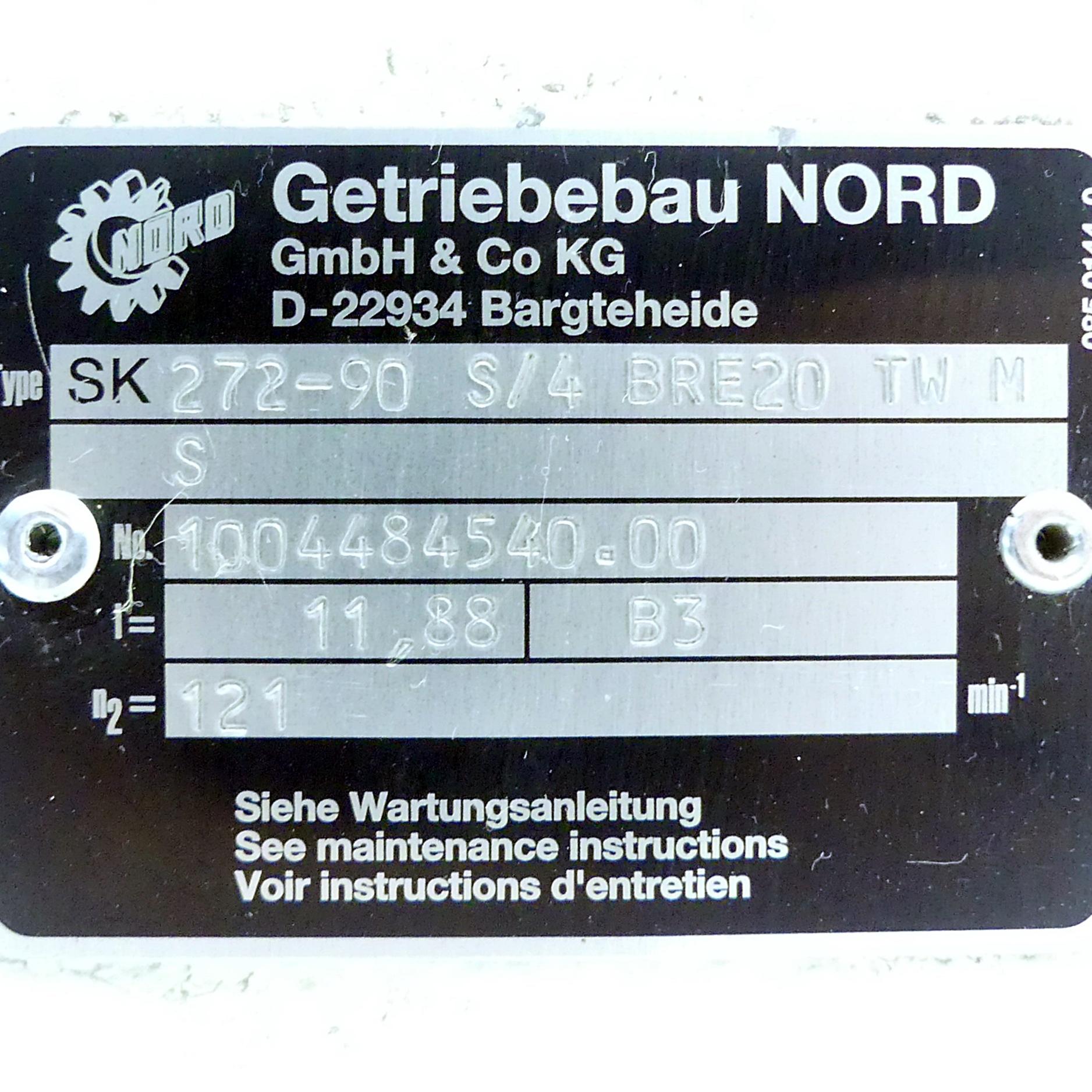 Produktfoto 2 von NORD Getriebemotor SK 90 S/4 BRE20 TWI M9 + 272-90 S/4 BRE20 TW M