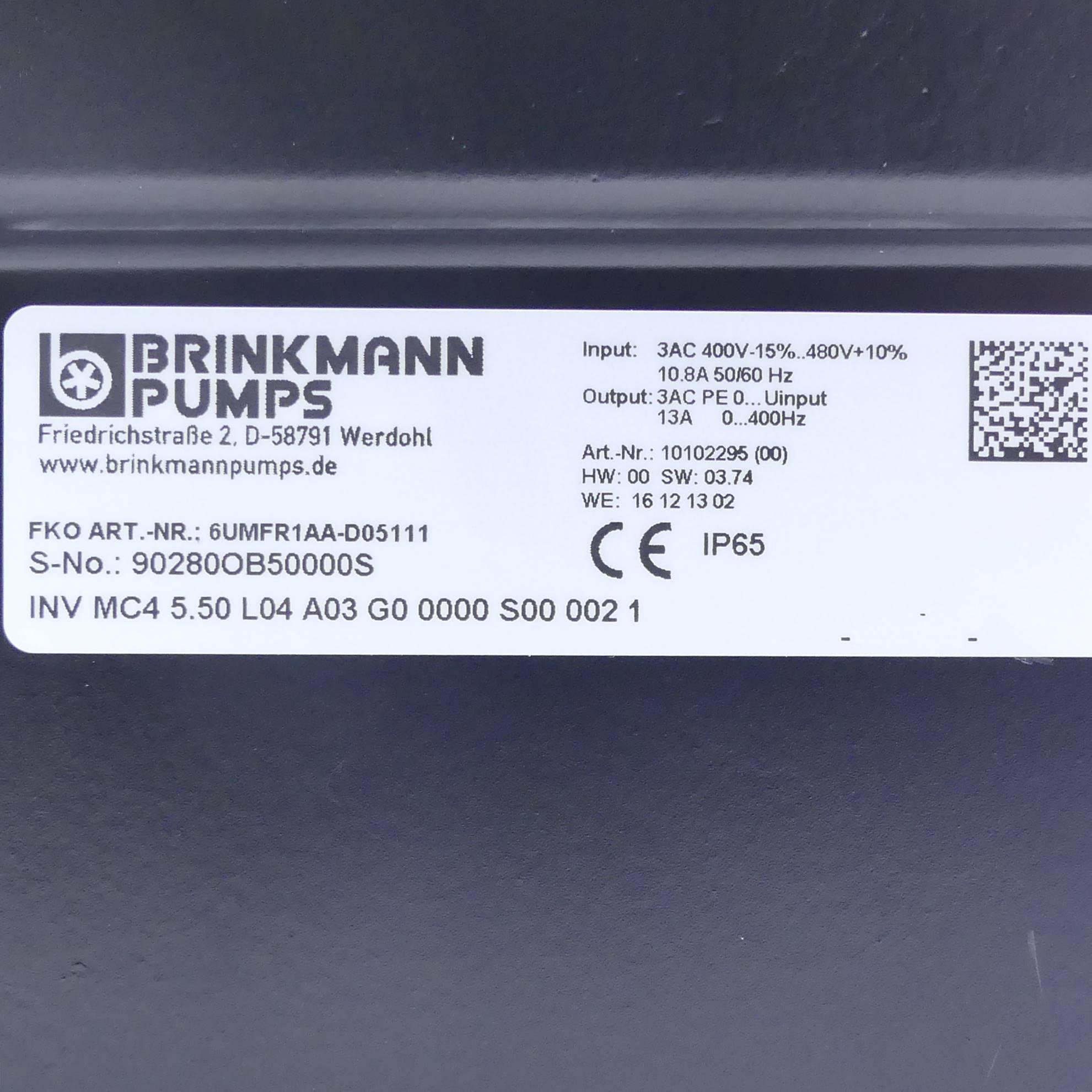 Produktfoto 2 von BRINKMANN PUMPS Antriebsregler INV MC45.50 L04 A03 G0 0000 S00 002 1