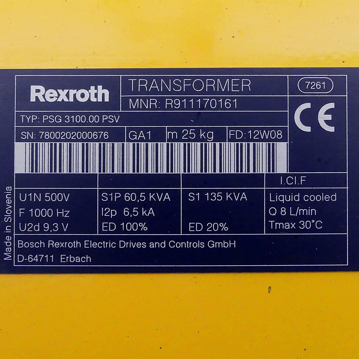 Produktfoto 2 von REXROTH Transformer PSG3100.00PSV R911.170.161