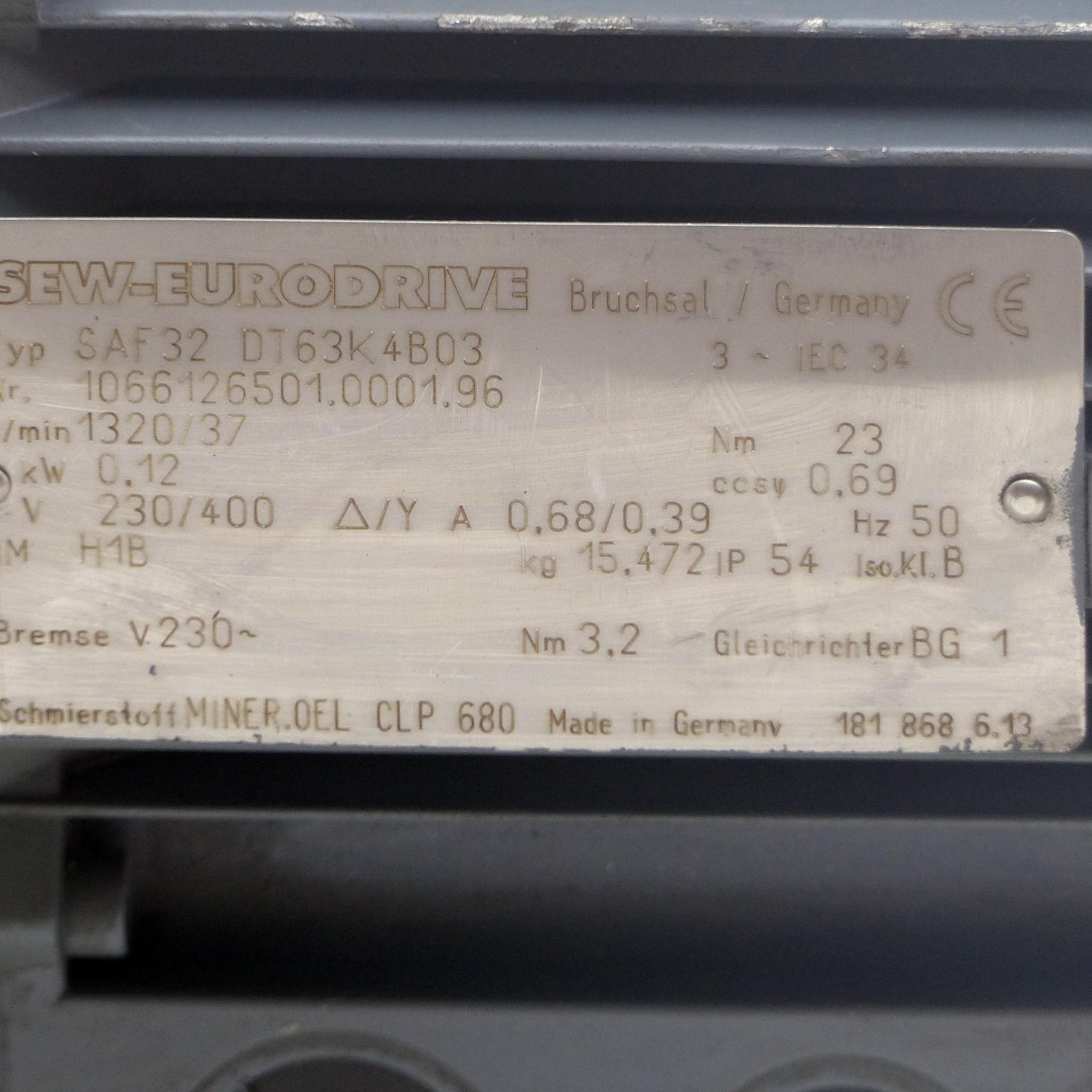 Produktfoto 2 von SEW-EURODRIVE Getriebemotor SAF32 DT63K4B03