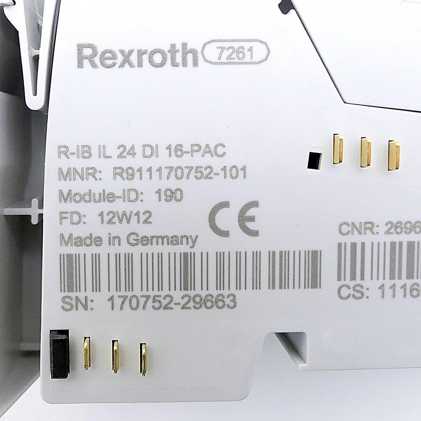 Produktfoto 2 von REXROTH Eingabeklemme R-IB IL 24 DI 16-PAC