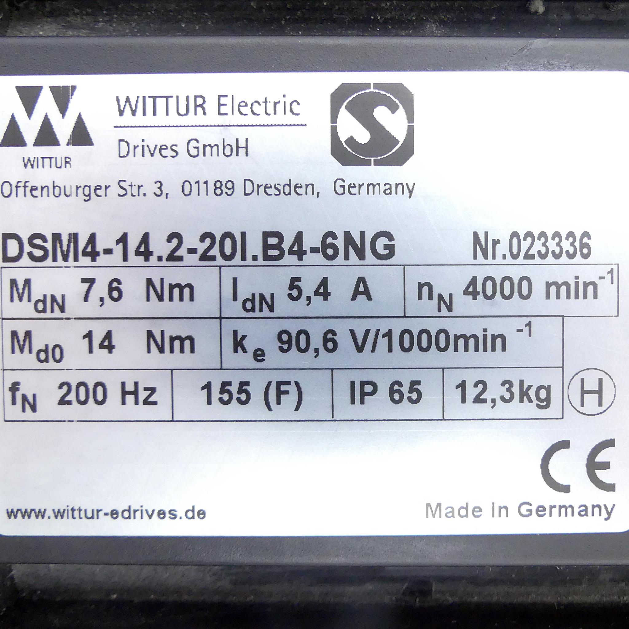 Produktfoto 2 von WITTUR ELECTRIC Servomotor DSM4-14.2-20I.B4-6NG