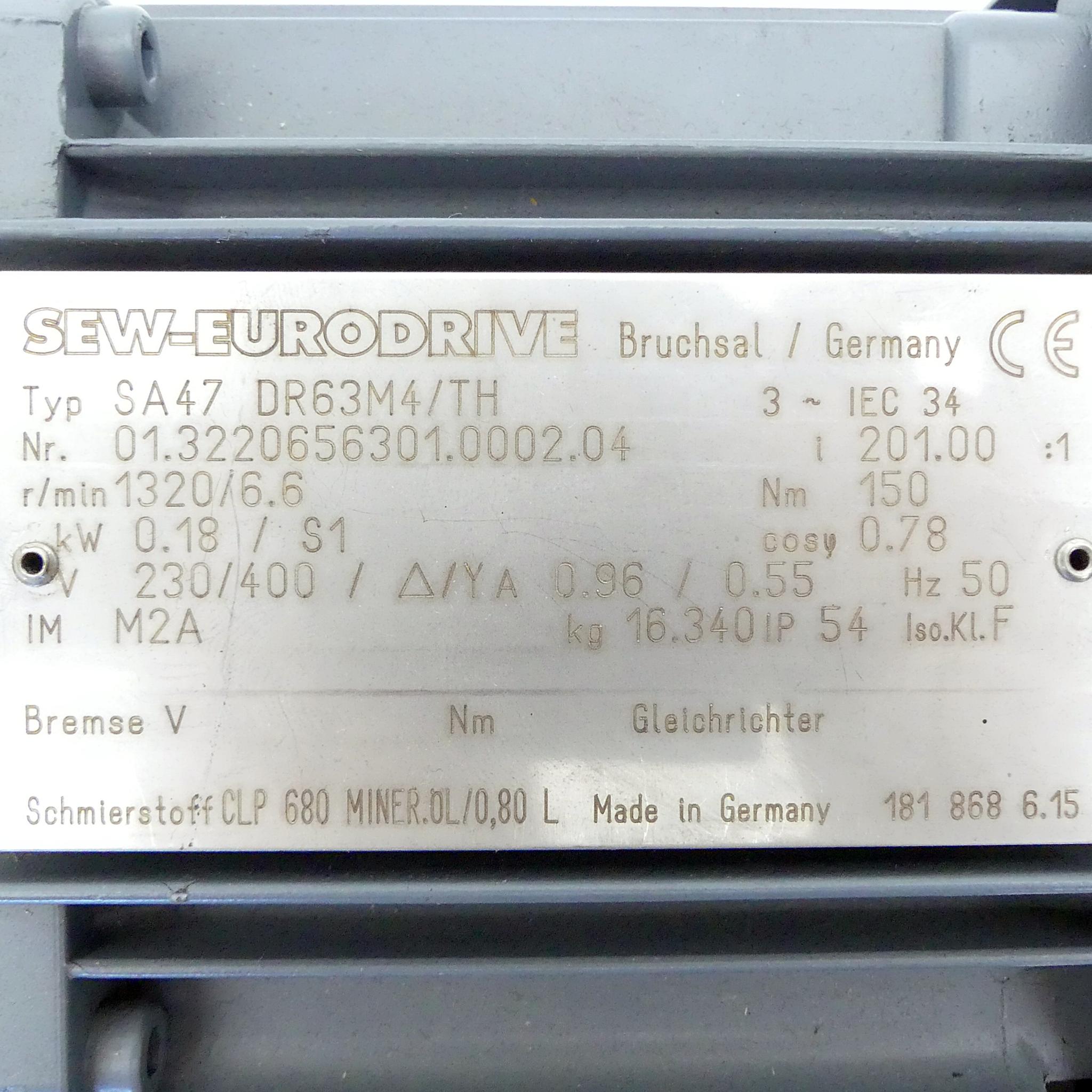 Produktfoto 2 von SEW-EURODRIVE Getriebemotor SA47 DR63M4/TM