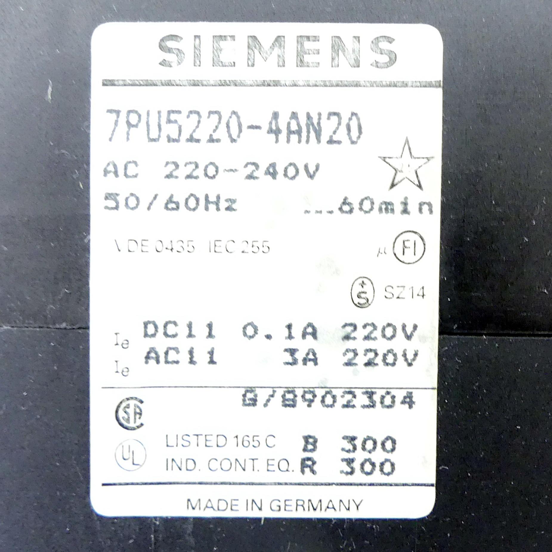 Produktfoto 2 von SIEMENS Zeitrelais 7PU52 20-4AN20