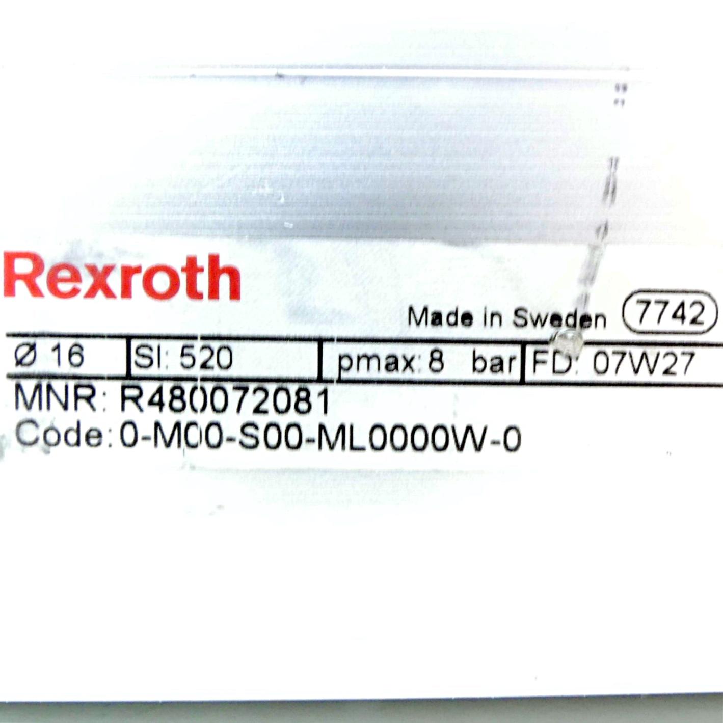 Produktfoto 2 von REXROTH Kolbenstangenloser Zylinder R480072081