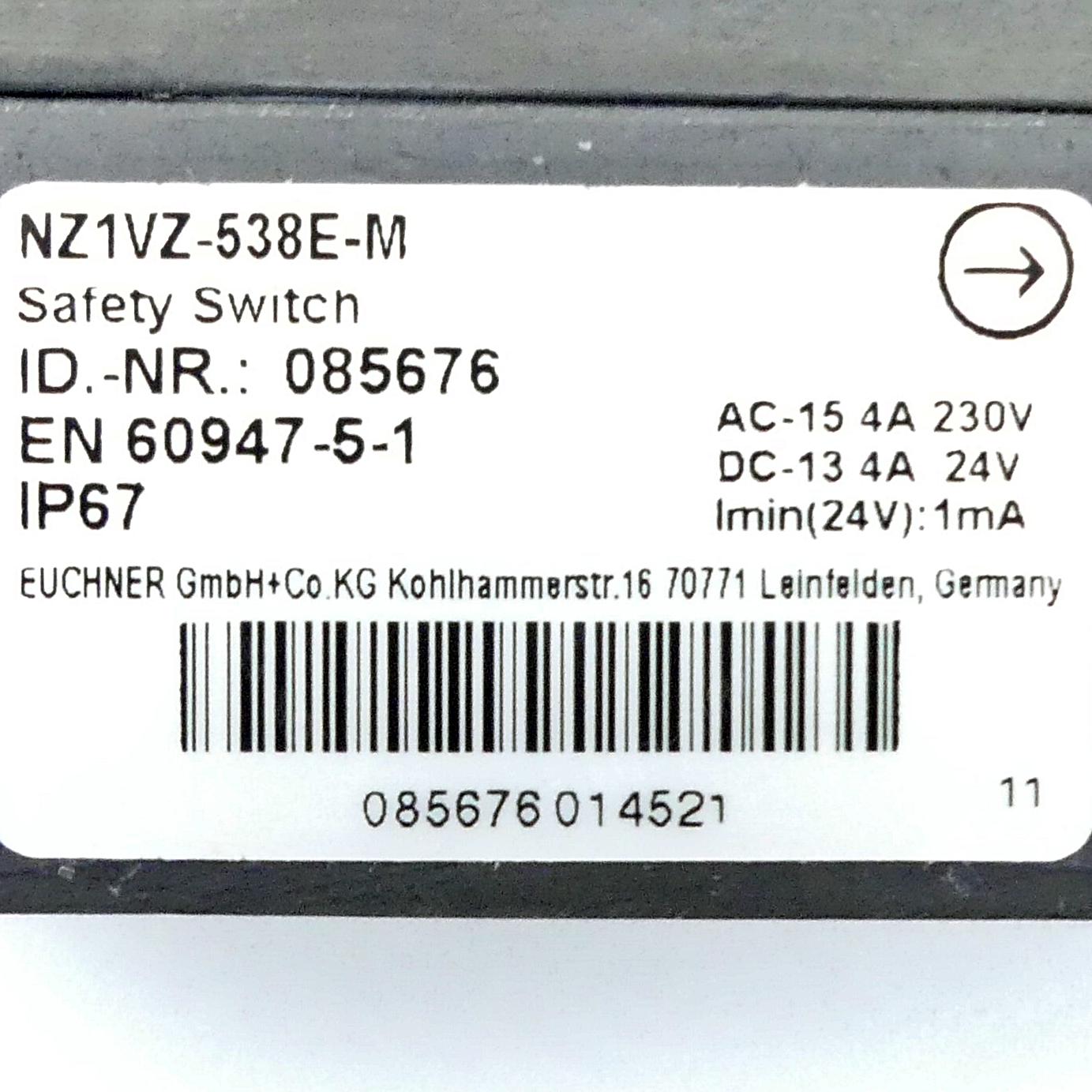 Produktfoto 2 von EUCHNER Sicherheitsschalter NZ1VZ-538E-M