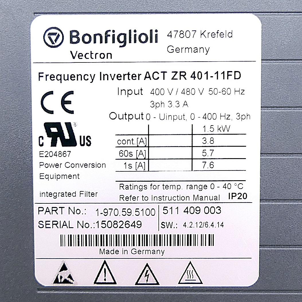 Produktfoto 2 von BONFIGLIOLI Frequenzumrichter ACT ZR 401-11FD