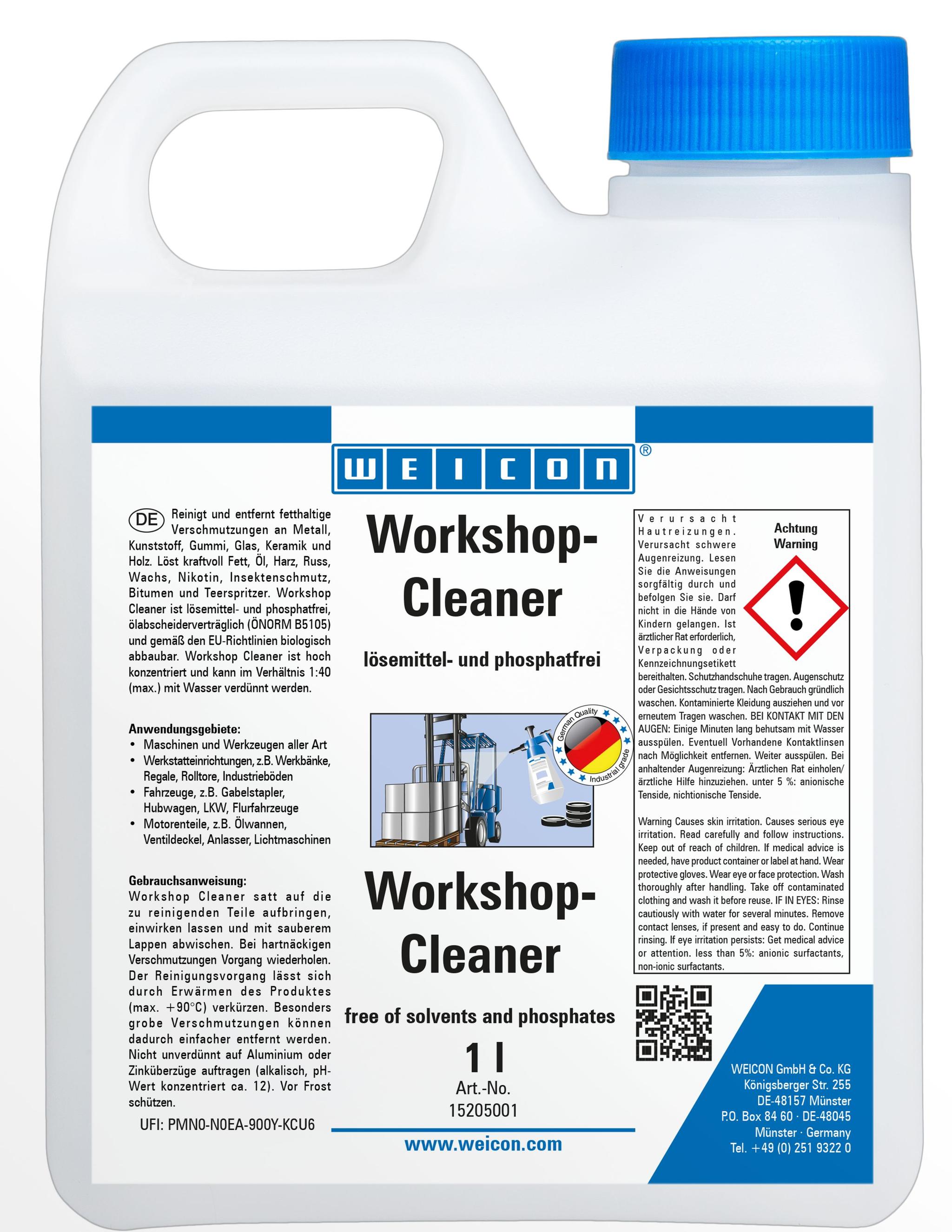 WEICON Workshop Cleaner | lösemittelfreier Universalreiniger | 1 L | blau
