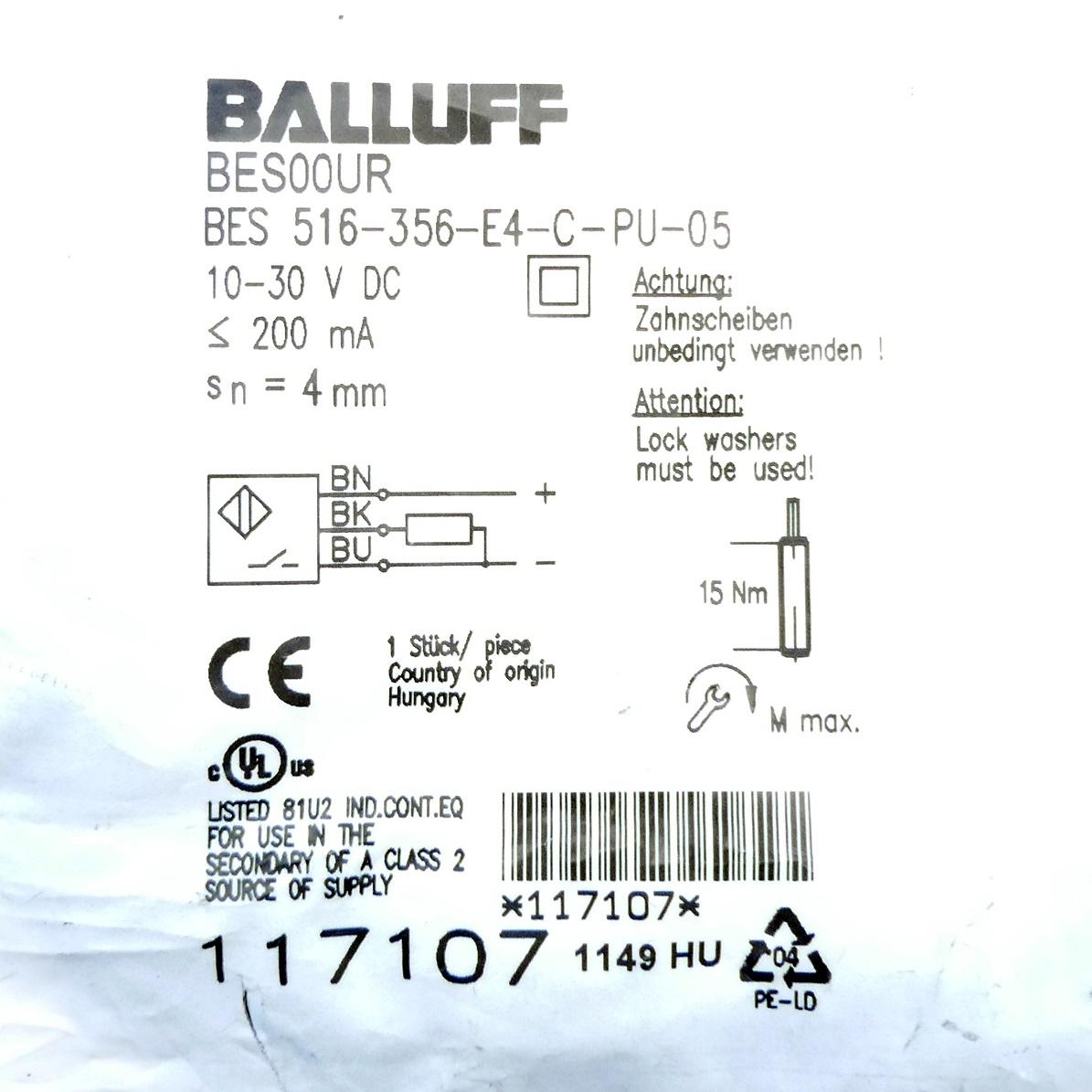 Produktfoto 2 von BALLUFF Induktiver Sensor BES00UR