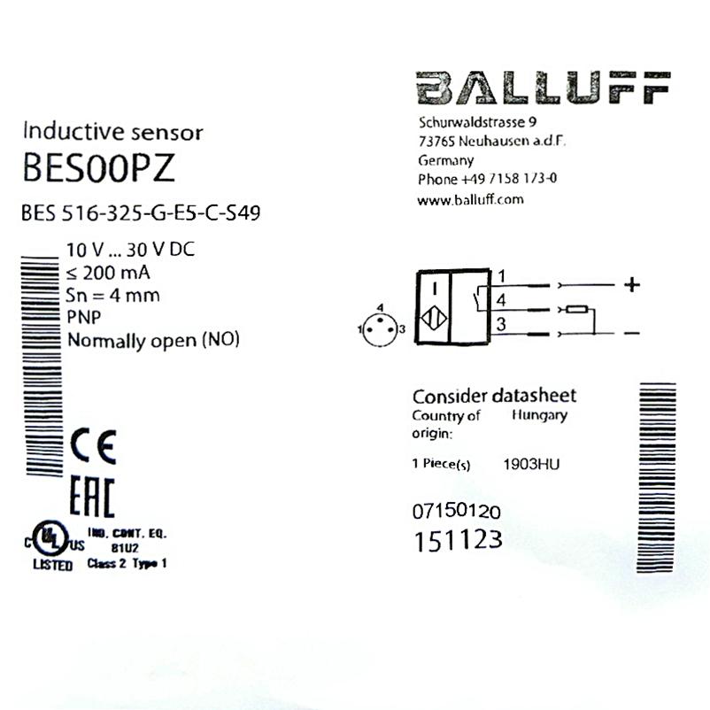 Produktfoto 2 von BALLUFF Induktiver Standardsensor BES 516-325-G-E5-C-S49