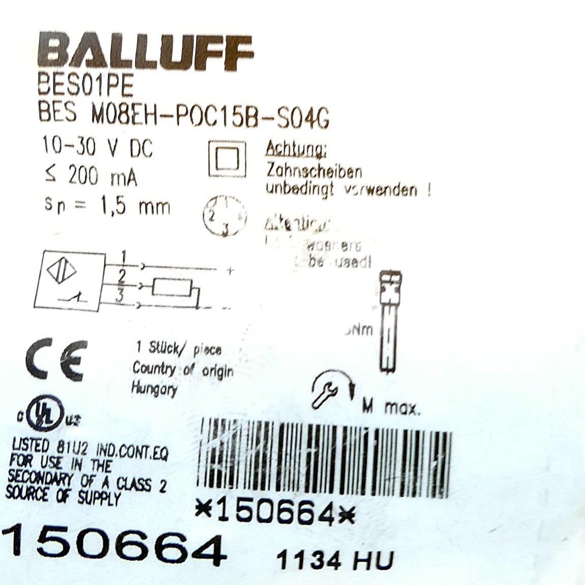 Produktfoto 2 von BALLUFF Induktiver Standardsensor BES01PE