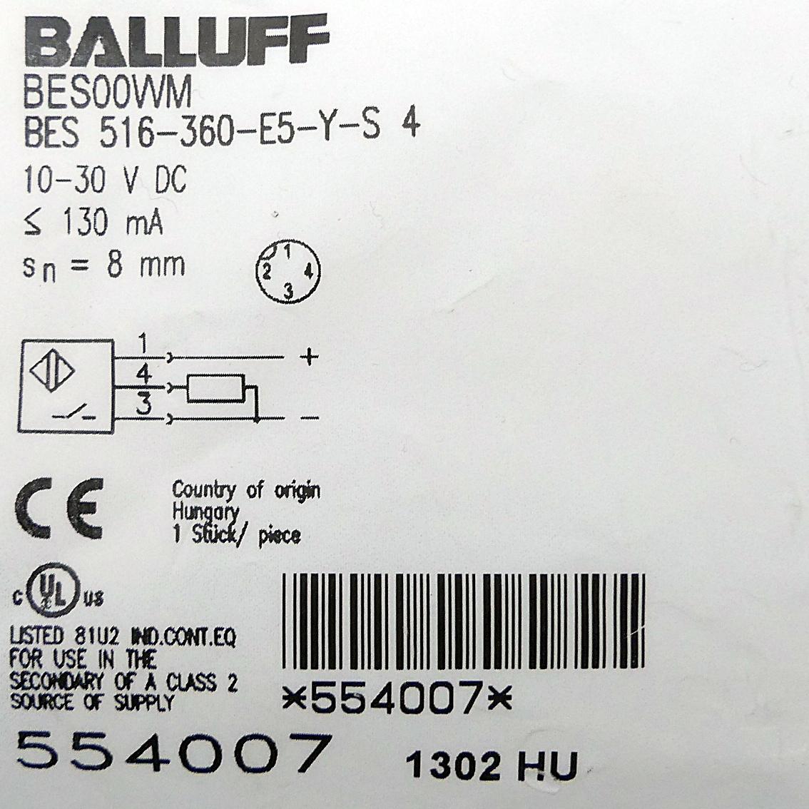 Produktfoto 2 von BALLUFF Induktiver Standardsensor BES00WM