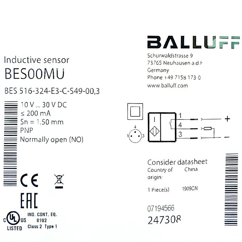 Produktfoto 2 von BALLUFF Sensor Induktiv BES00MU