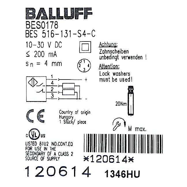 Produktfoto 2 von BALLUFF Induktiver Standardsensor BES 516-131-S4-C