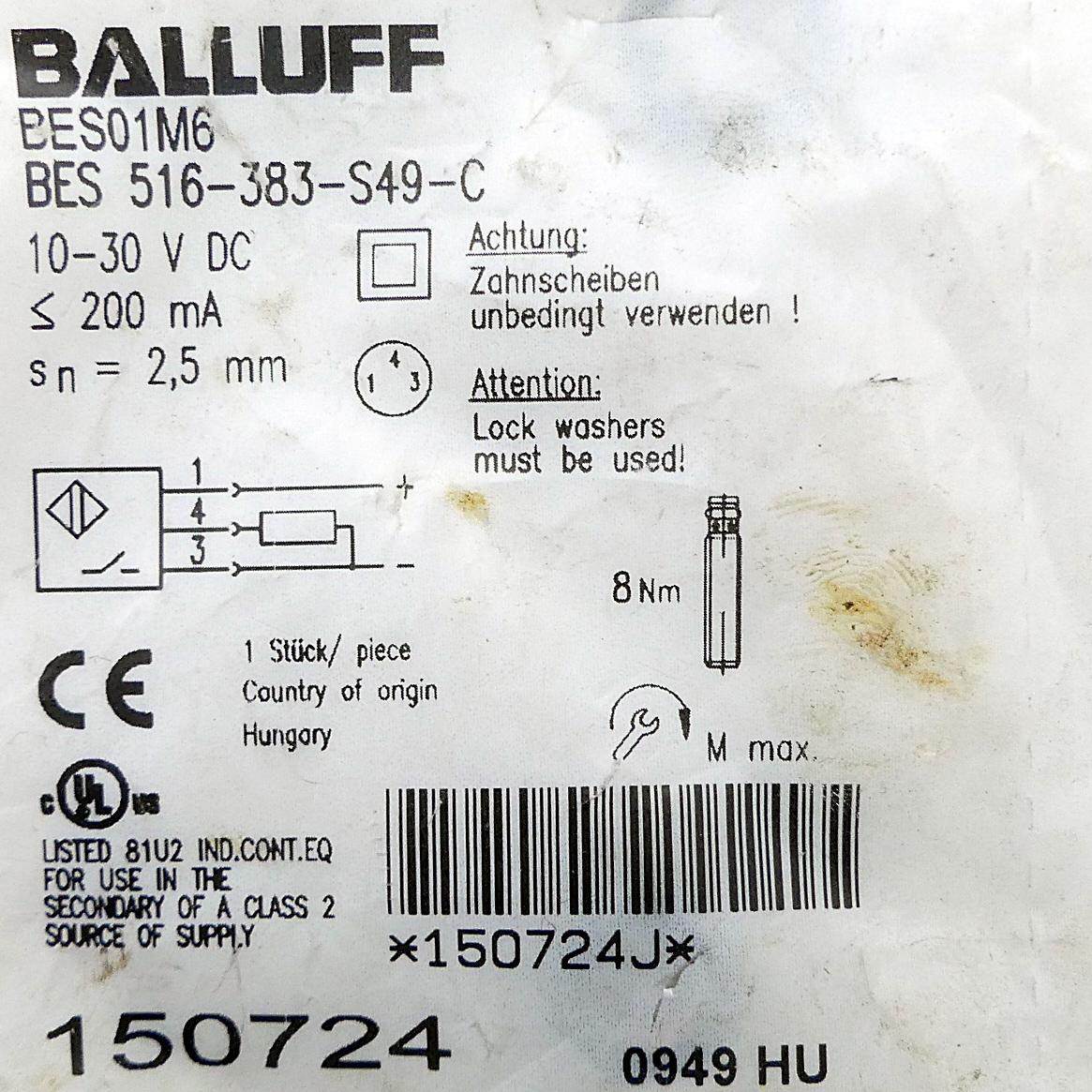 Produktfoto 2 von BALLUFF Induktiver Standardsensor BES01M6