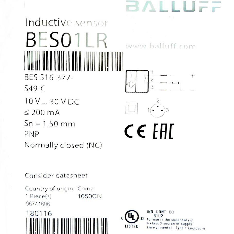 Produktfoto 2 von BALLUFF Inductiver Sensor BES 516-377-S49-C