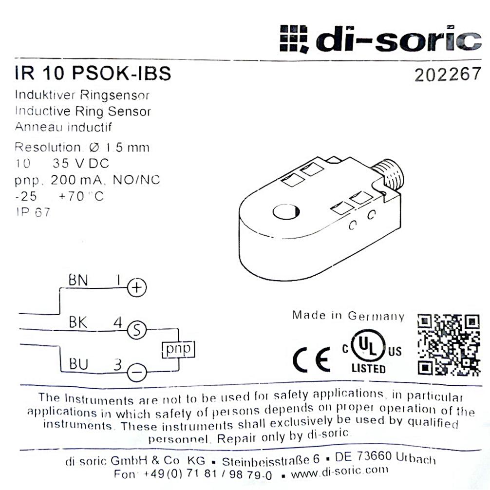 Produktfoto 2 von DI-SORIC Induktiver Ringsensor IR 10 PSOK-IBS