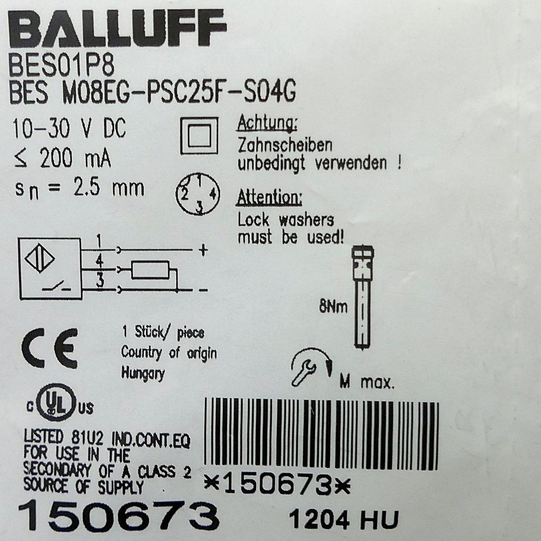 Produktfoto 2 von BALLUFF Induktiver Standardsensor BES01PF